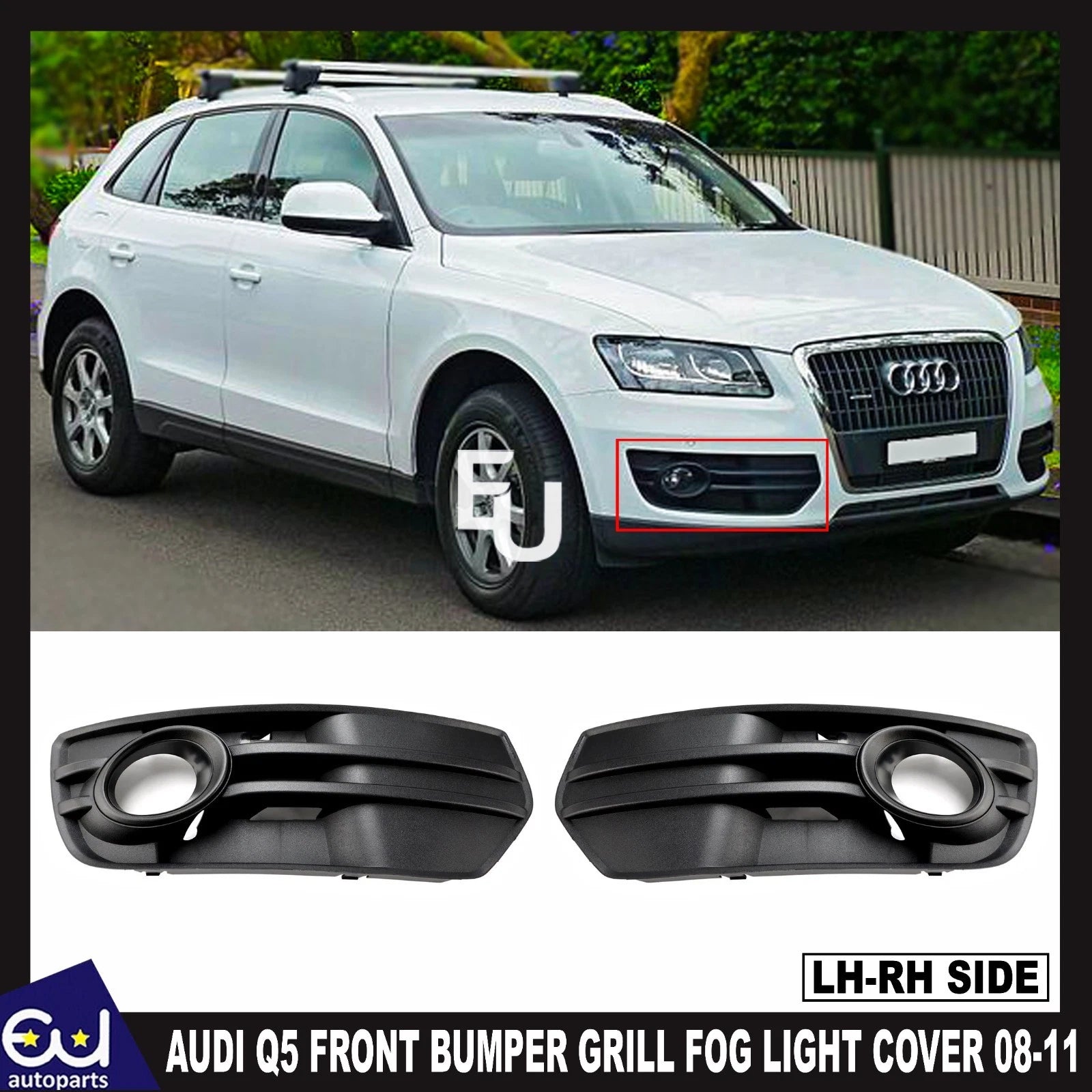 2PCS PAIR FRONT BUMPER GRILL FOG LIGHT LAMP COVERS TRIM FOR AUDI Q5 2008-2011